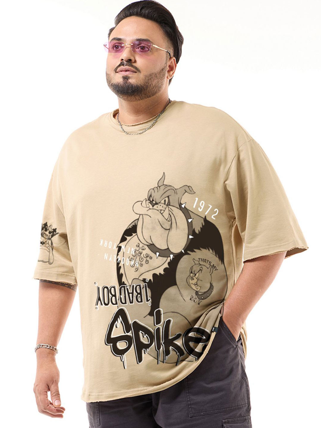 Bewakoof OFFICIAL TOM & JERRY MERCHANDISE Men's  Oversized Plus Size T-shirt