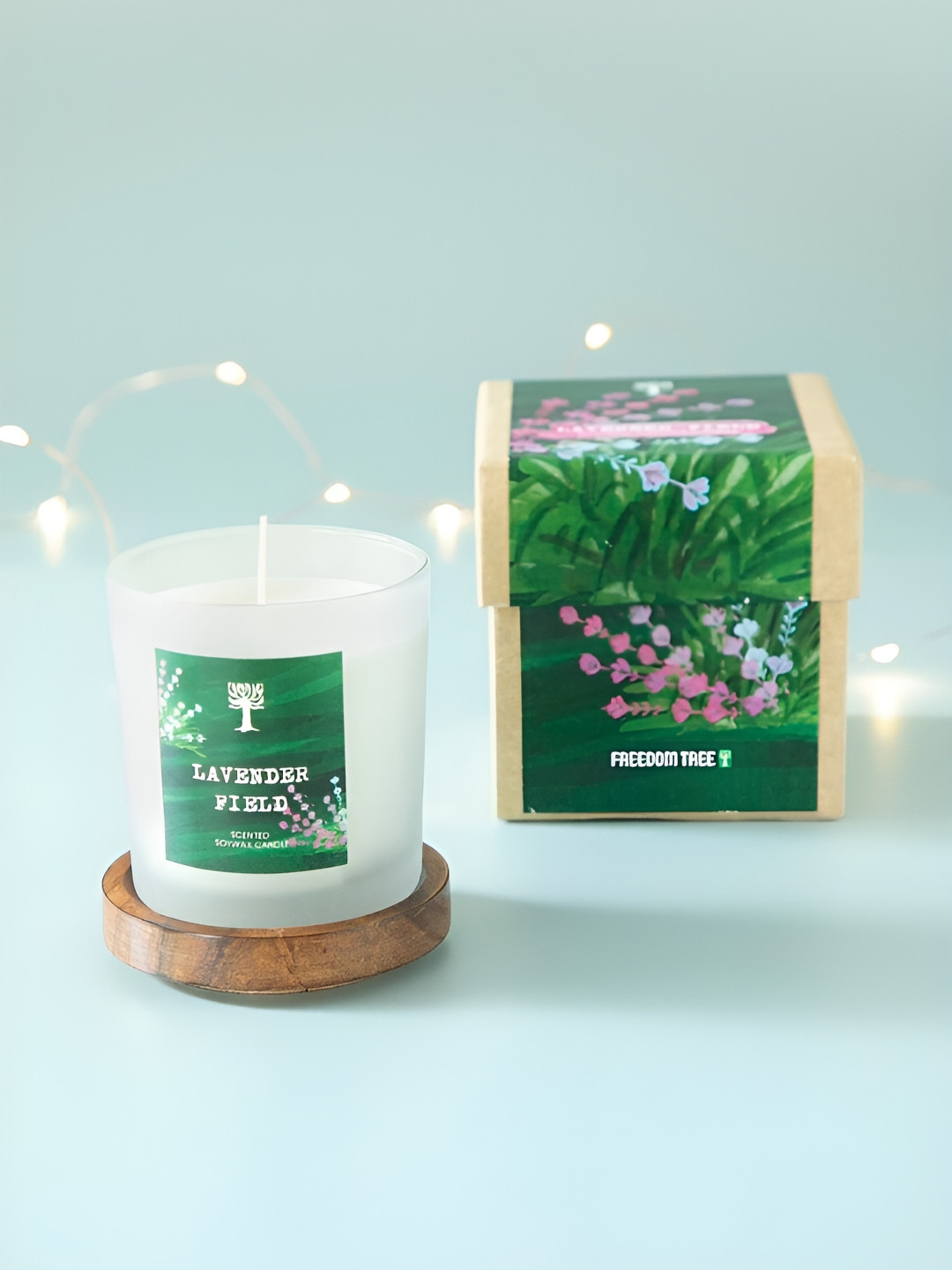 FREEDOM TREE Lavender Field White & Green Natural Soy Wax Scented Jar Candle