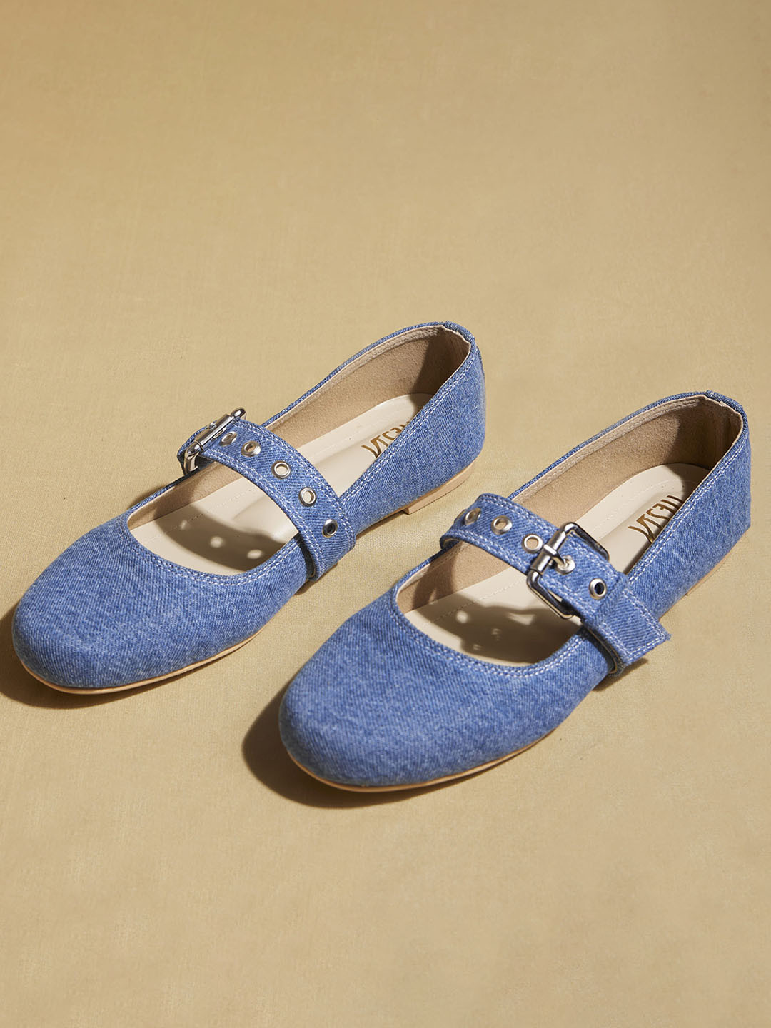 TIESTA Women Textured Denim Mary Janes