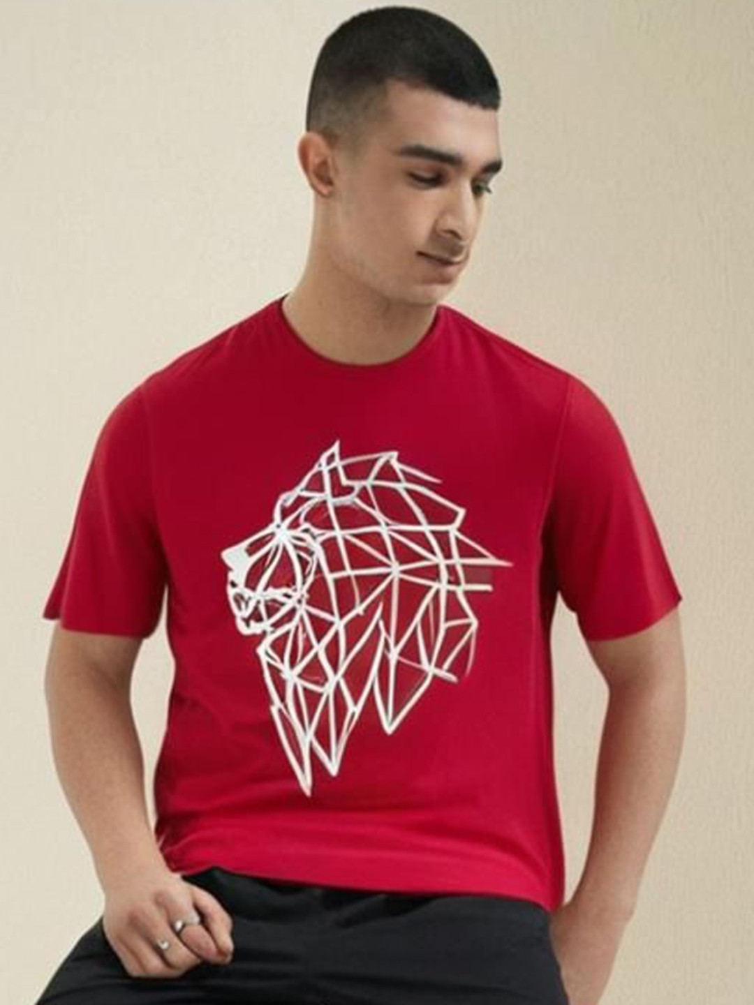 MACK JONNEY Graphic Printed Round Neck Drop Shoulder Sleeves Oversized Cotton T-shirt