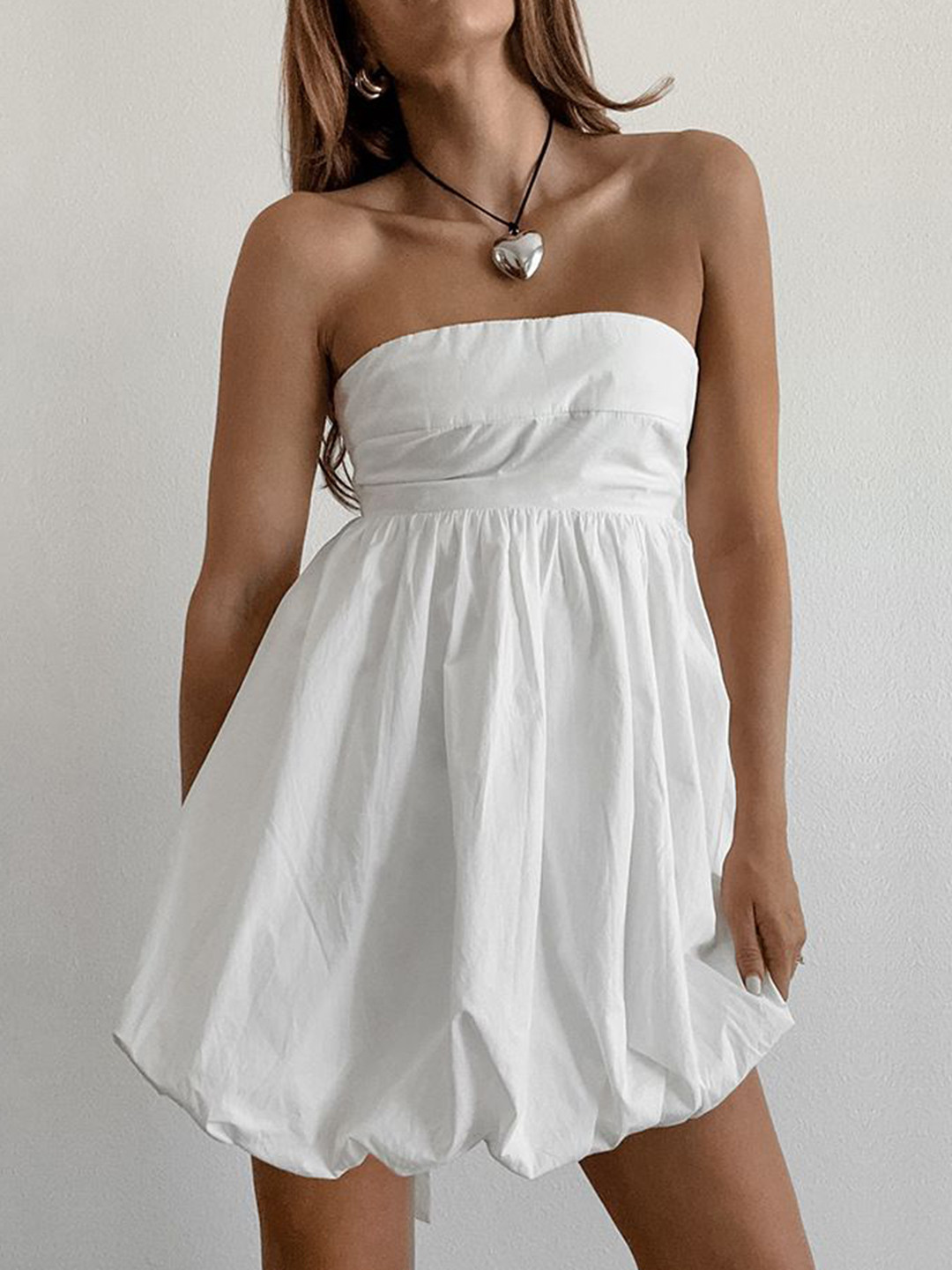 StyleCast Women Strapless Bubble Hem Mini Bandeau Dress