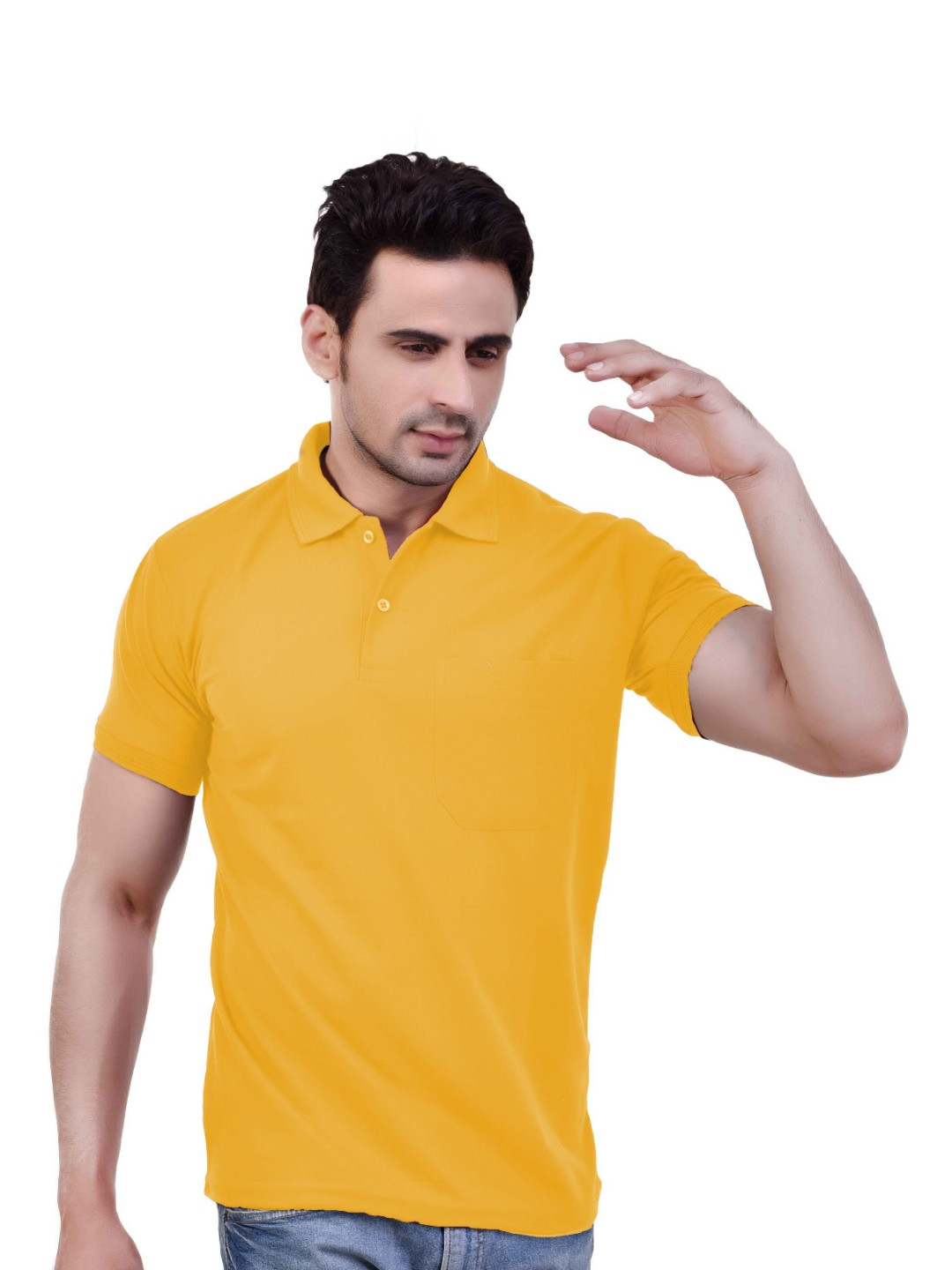 SMAN Men Solid Polo Collar Cotton T-shirt