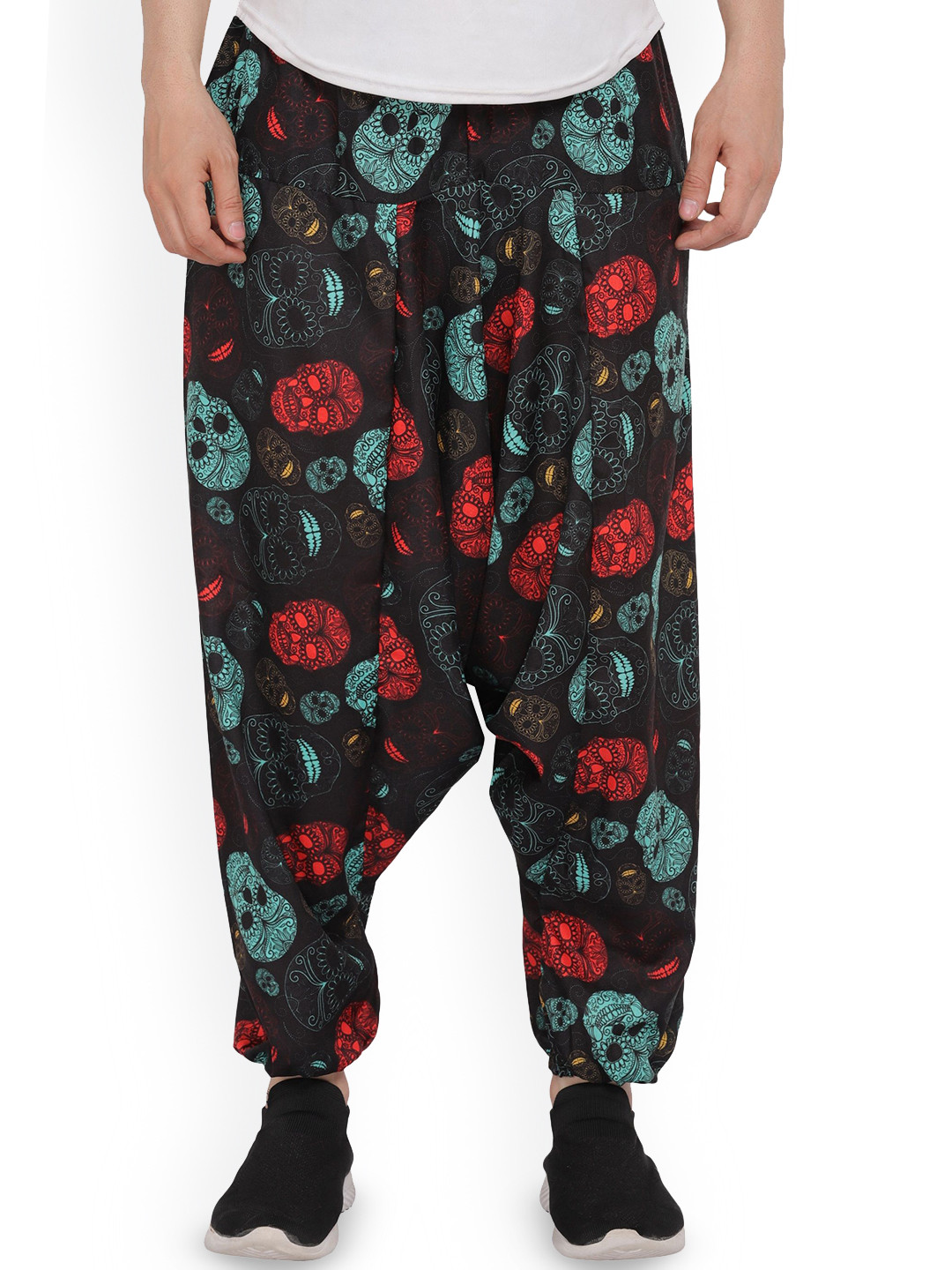 WHITEWHALE Unisex Graphic Printed Loose Fit Mid-Rise Harem Pants