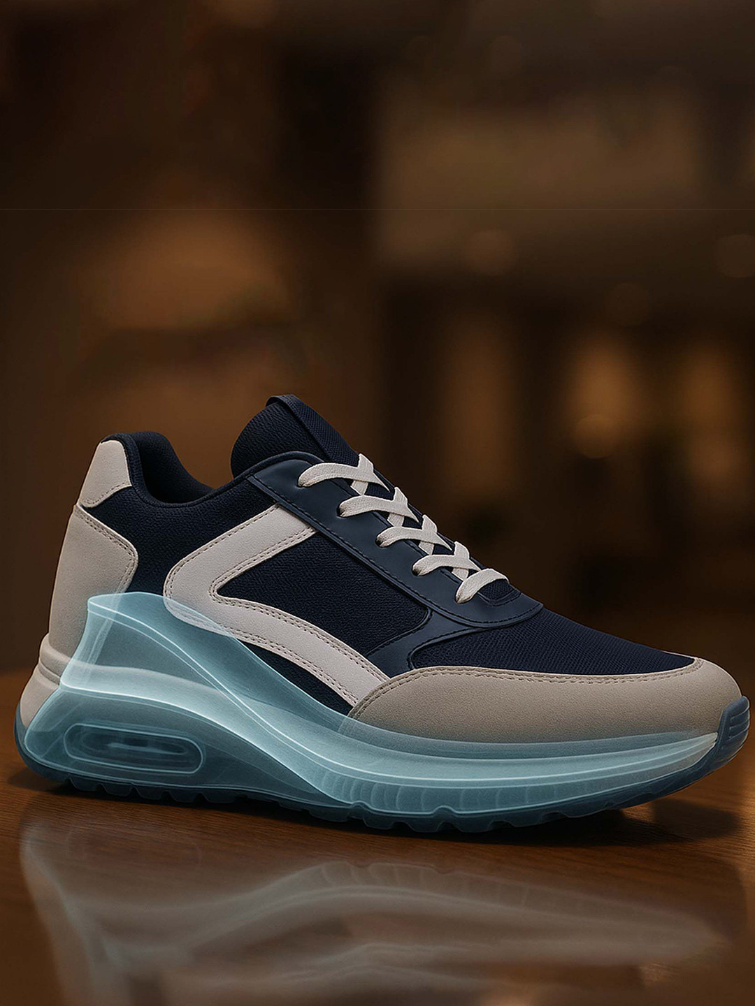 Bxxy Men Hidden Height Increasing High-Top Lace-up Running Sports Shoes