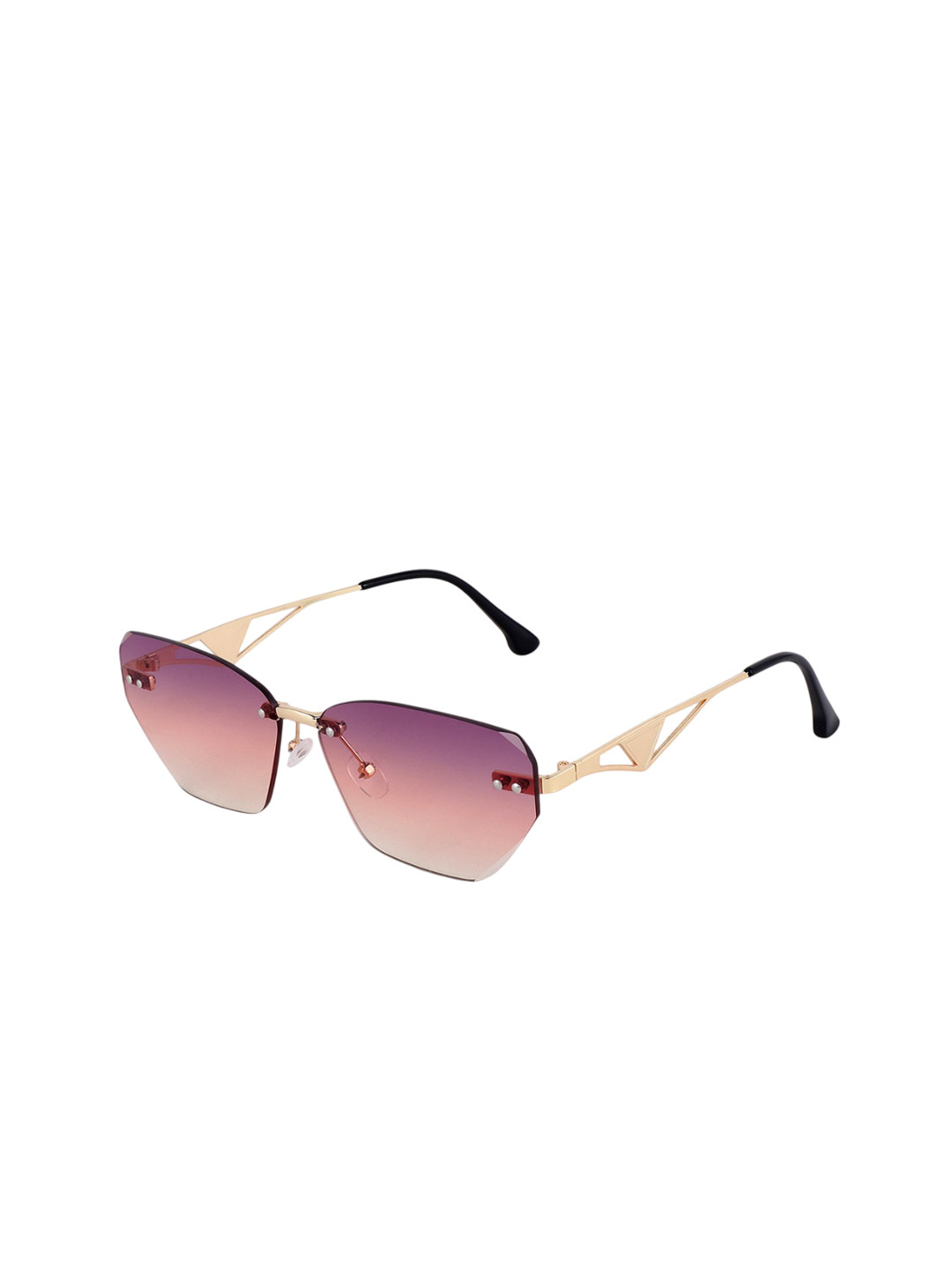 HASHTAG EYEWEAR Unisex Rectangle Sunglasses with UV Protected Lens RL-175262-GLD.PNK-BRN