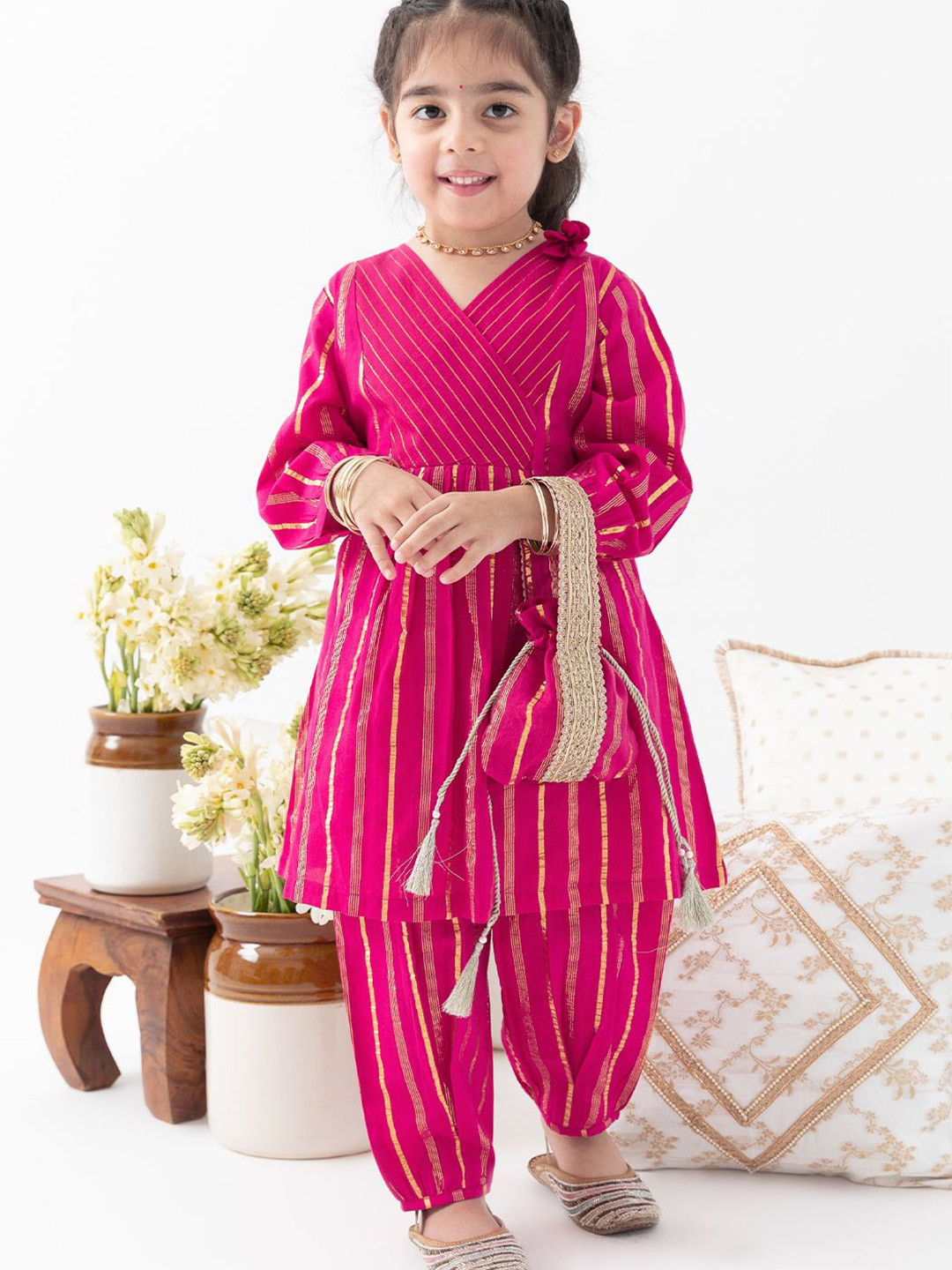 Tiber Taber Girl Stripes Lurex Suit Set