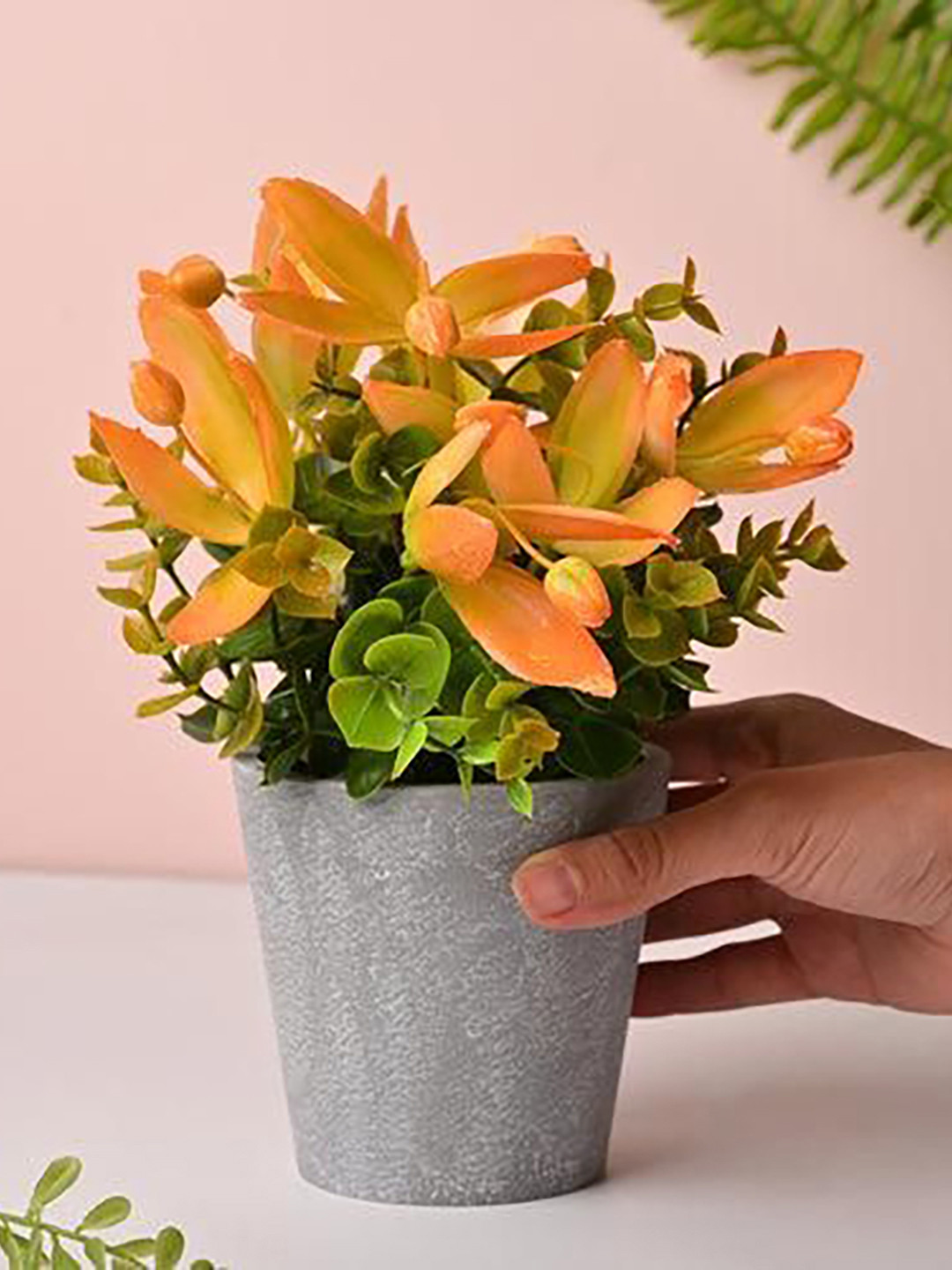MARKET99 Green & Orange Artificial Plant With Pot