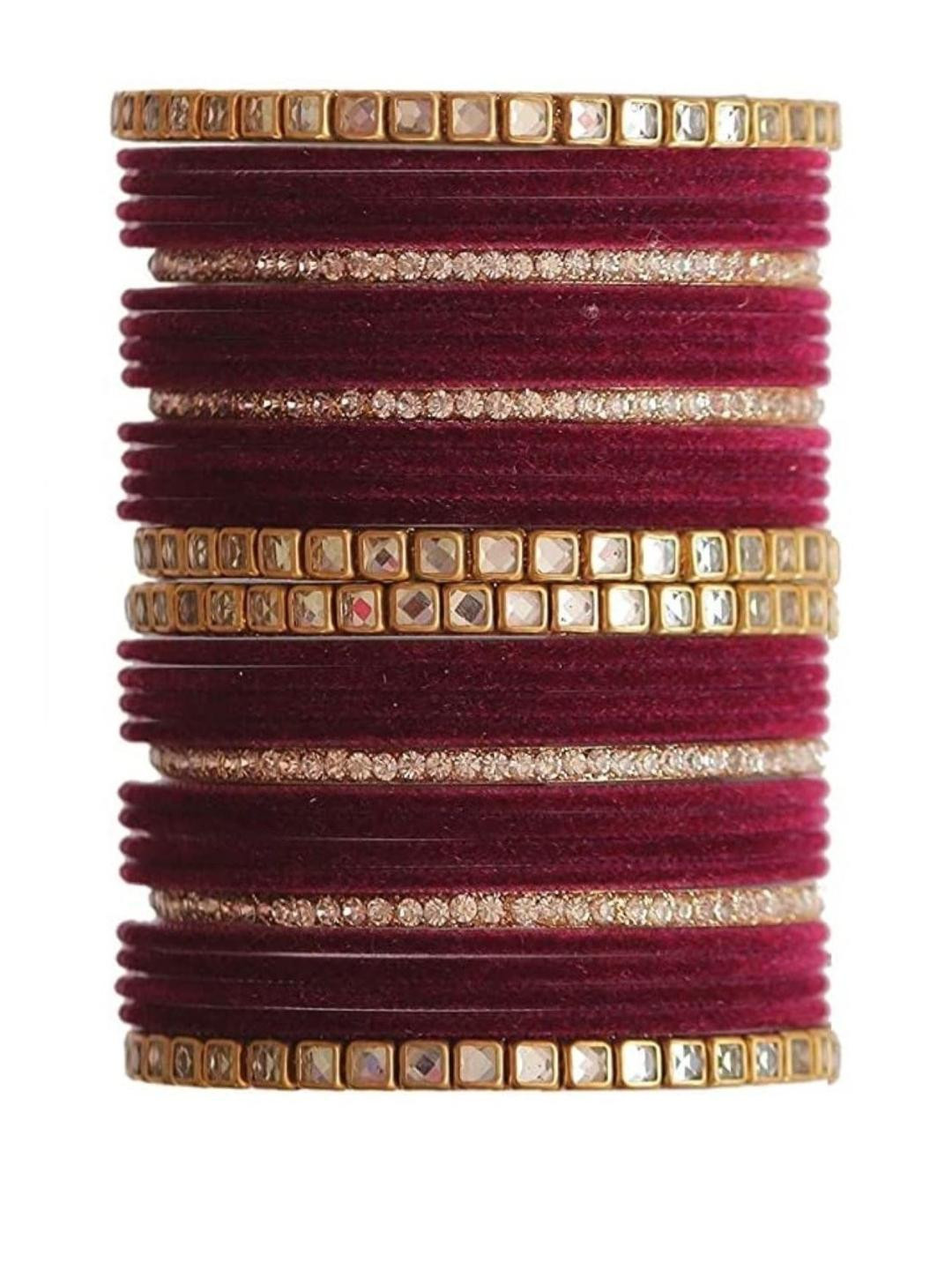 Guddan Set of 32 Gold-Plated Zircon- Studded Bangles