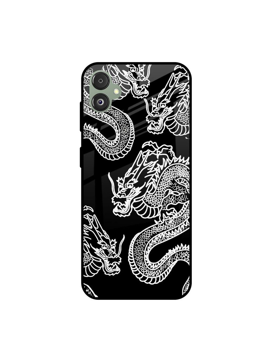 QRIOH Dragon Printed Sleek & Lightweight Silicone Samsung Galaxy F14 5G Glass Back Case