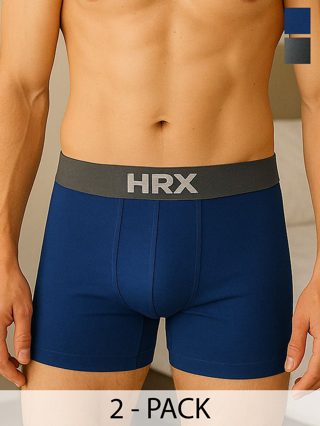 HRX by Hrithik Roshan Pack Of 2 Breathability Anti-Bacterial Short Trunks PACK OF 2-HRX-MO