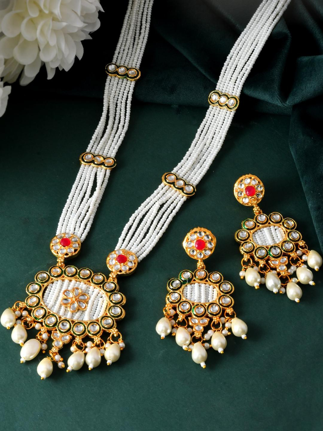 Anouk Handcrafted Brass Artificial Beads Necklace & Earrings