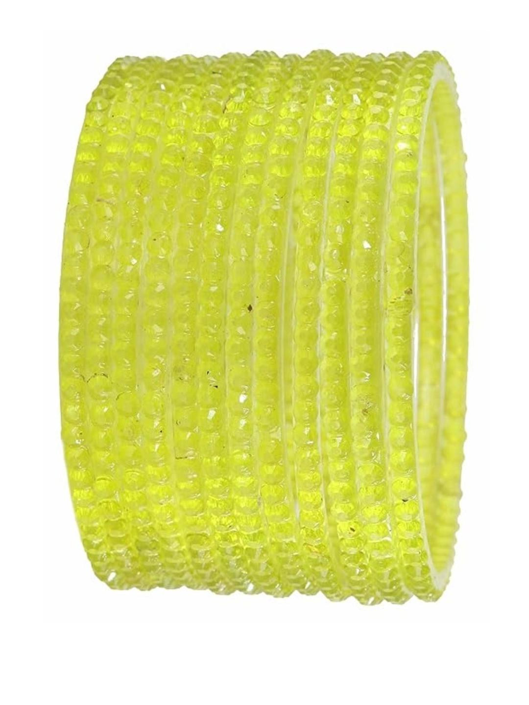 Guddan Set of 12 Yellow Glass Crystal Bangles