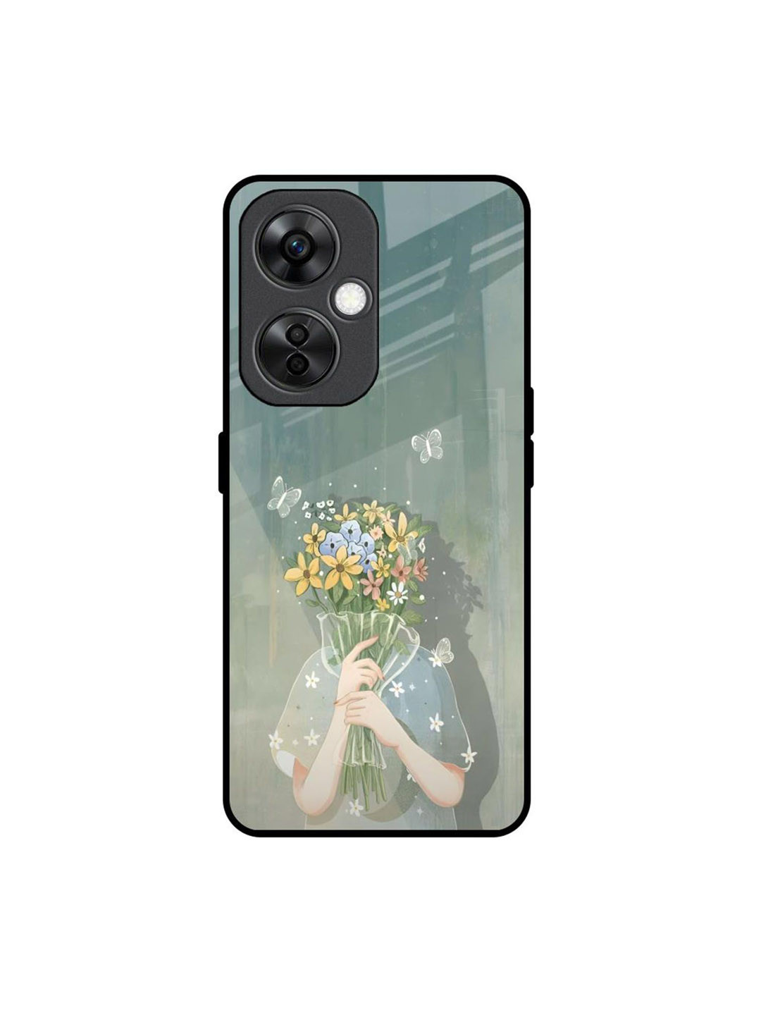 QRIOH FloraFacade Printed Lightweight Silicone OnePlus Nord CE 3 Lite 5G Glass Back Case