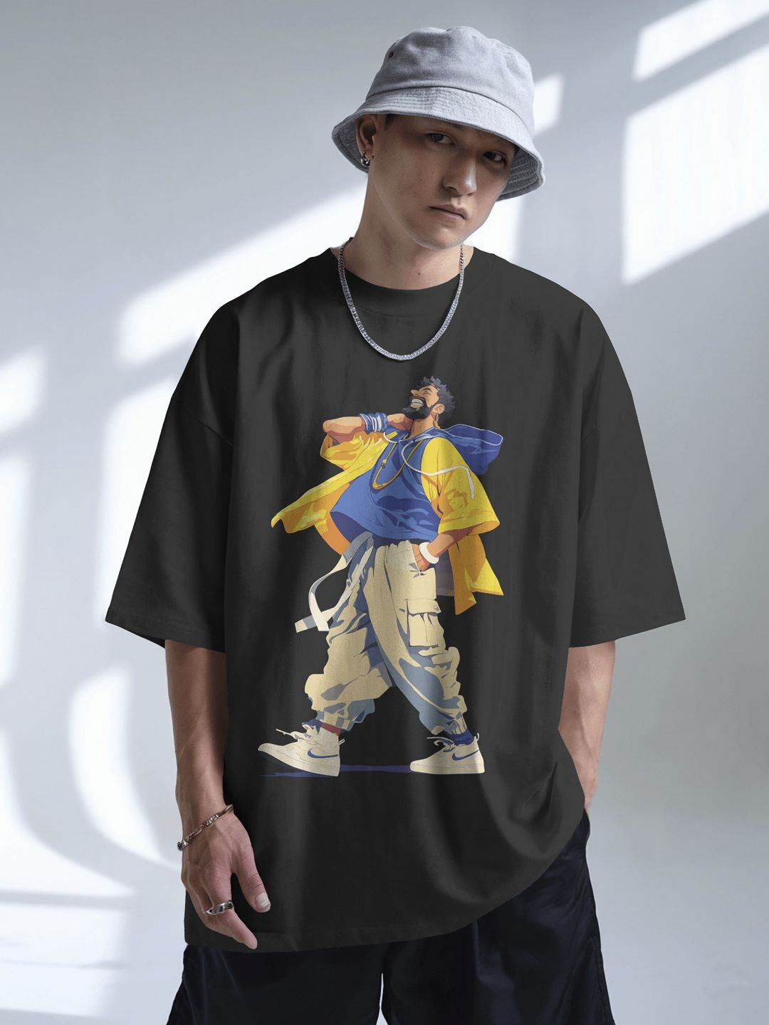 SENO TEX Men Graphic Printed Round Neck Cotton Oversized T-shirt
