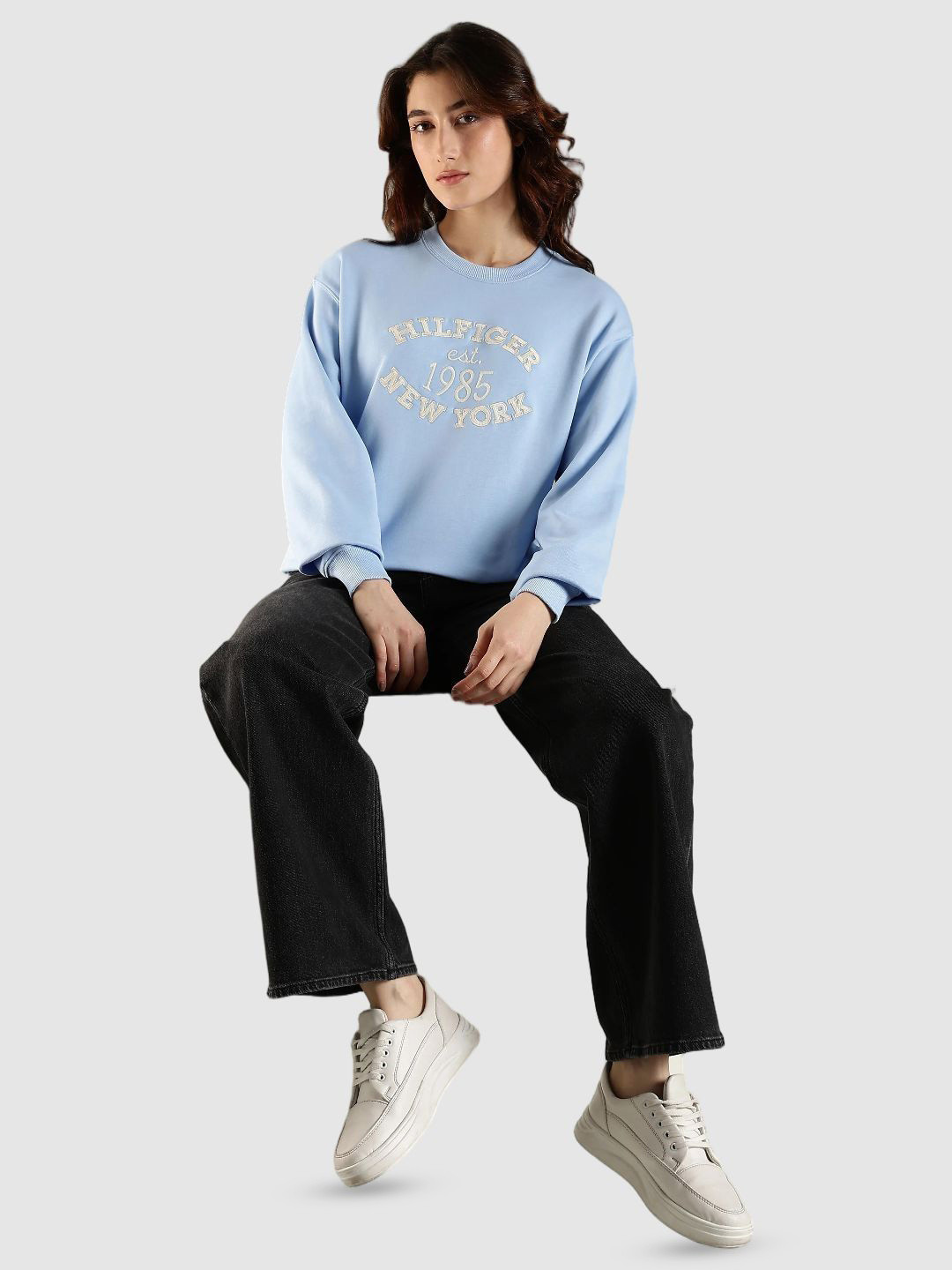 Tommy Hilfiger USA Women Printed Round Neck Pullover Sweatshirt