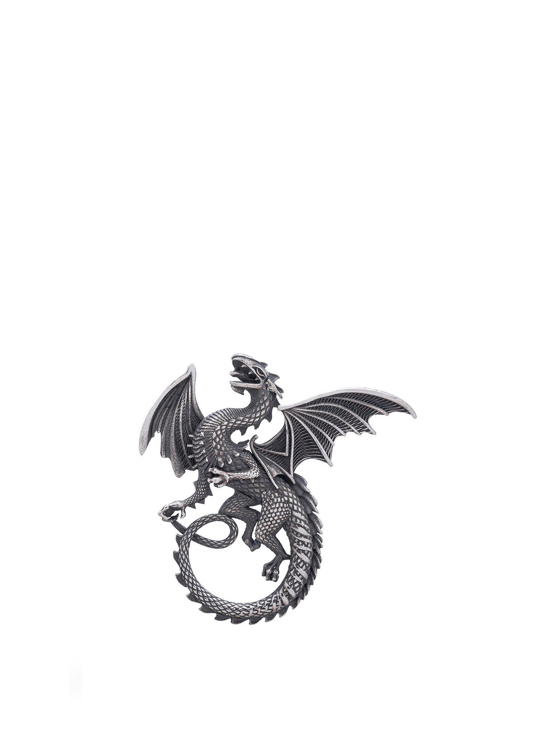 Exotic India Unisex Sterling Silver Guardian Dragon Antique Finish Pendant