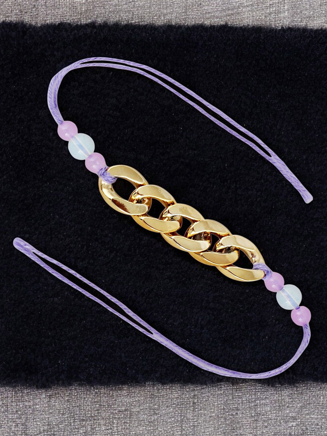 LUCKY JEWELLERY Bhaiya Bhabhi Gold-Plated Artificial Beaded Rakhi With Greeting Card