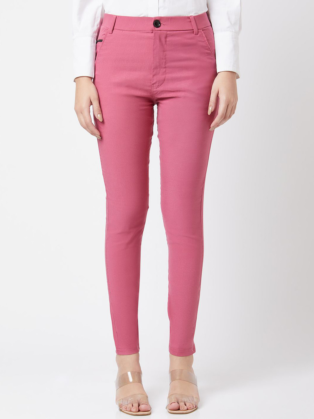 Smarty Pants Women Sharp Skinny Fit Mid-Rise Flat-Front Formal Trousers