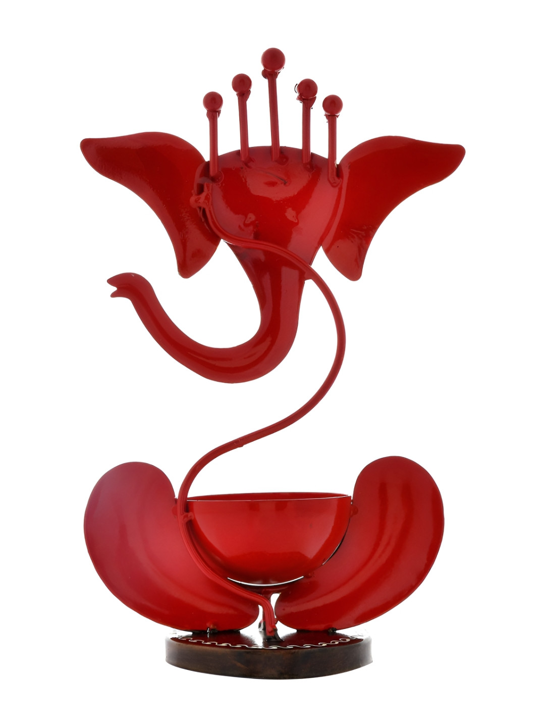 CRAFTAM Red & Yellow Ganesha Tealight Holder