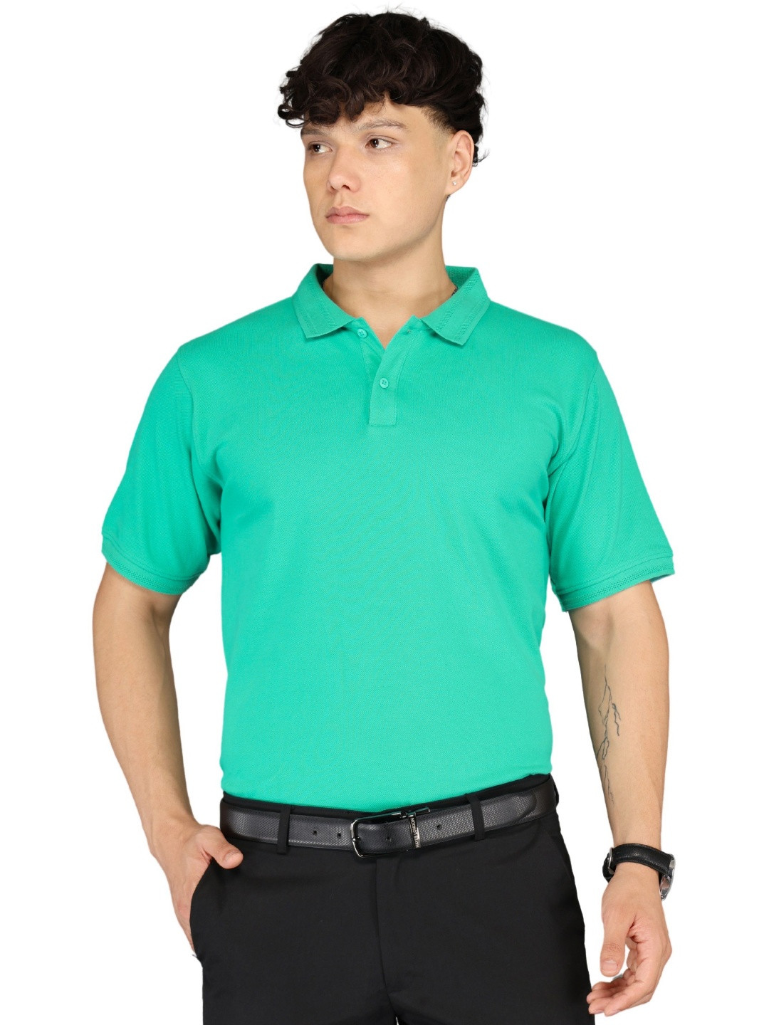 LUMICCHI Polo Collar Regular Sleeves Pima Cotton Regular Fit T-shirt