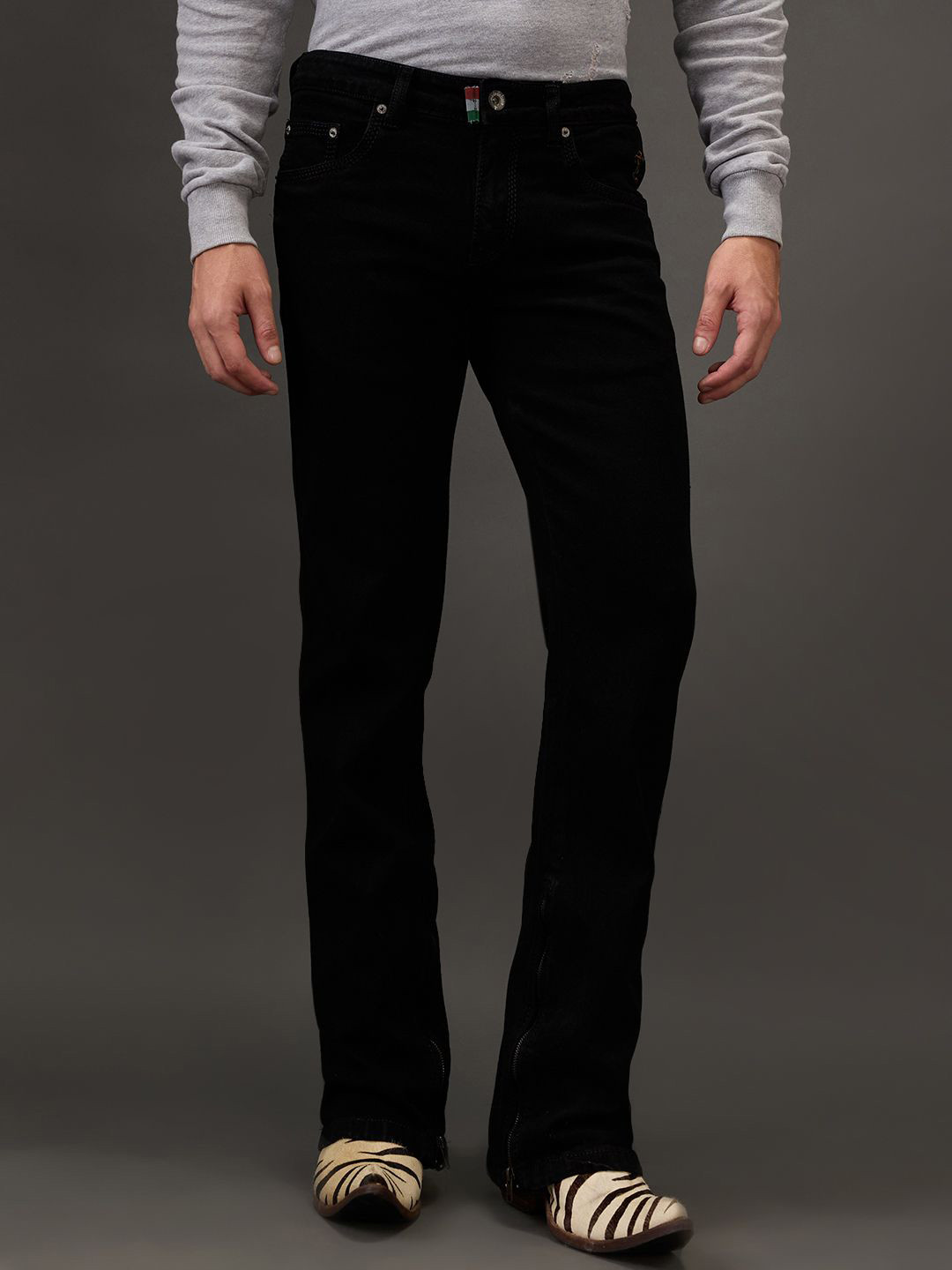 mode de base Men Bootcut Low-Rise Stretchable Cotton Jeans