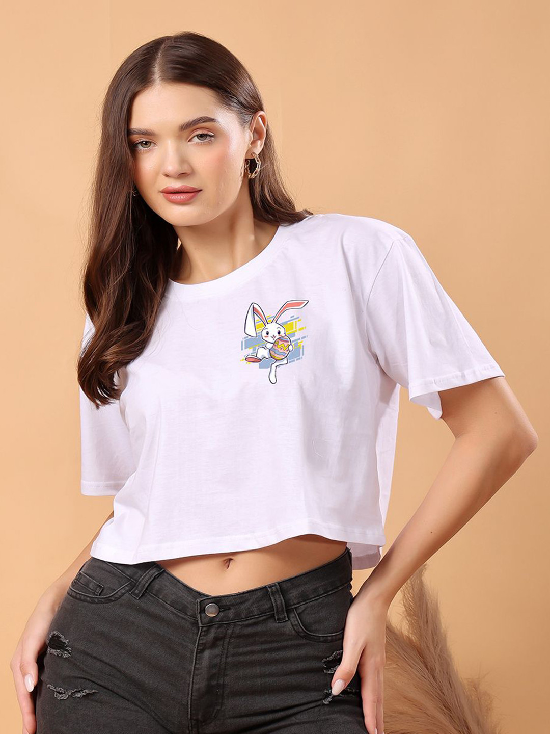 CORSICA Women Bugs Bunny Bio Finish Graphic Printed Round Neck Cotton Oversized T-shirt