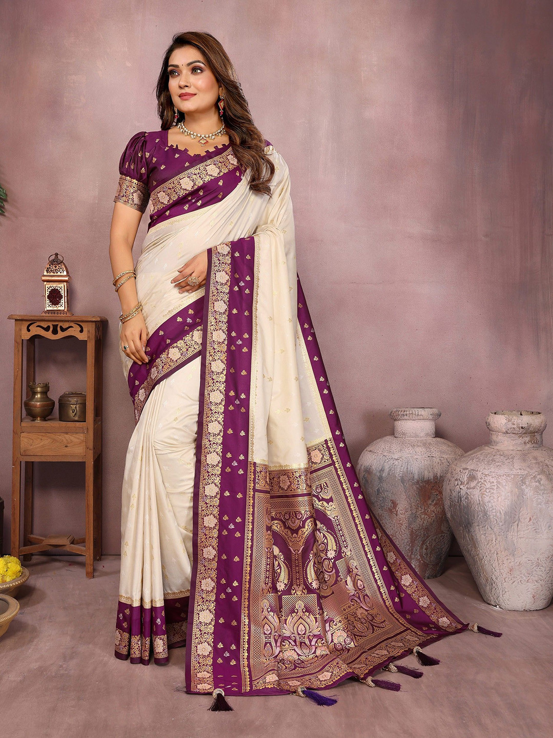 KALINI Kamalkari Ethnic Motifs Zari Designer Banarasi Saree