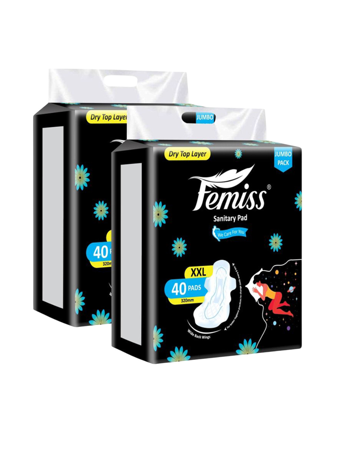 Femiss Set Of 2 Leak Proof & Rash-Free Sanitary Napkins - XL - 40 Pads Each