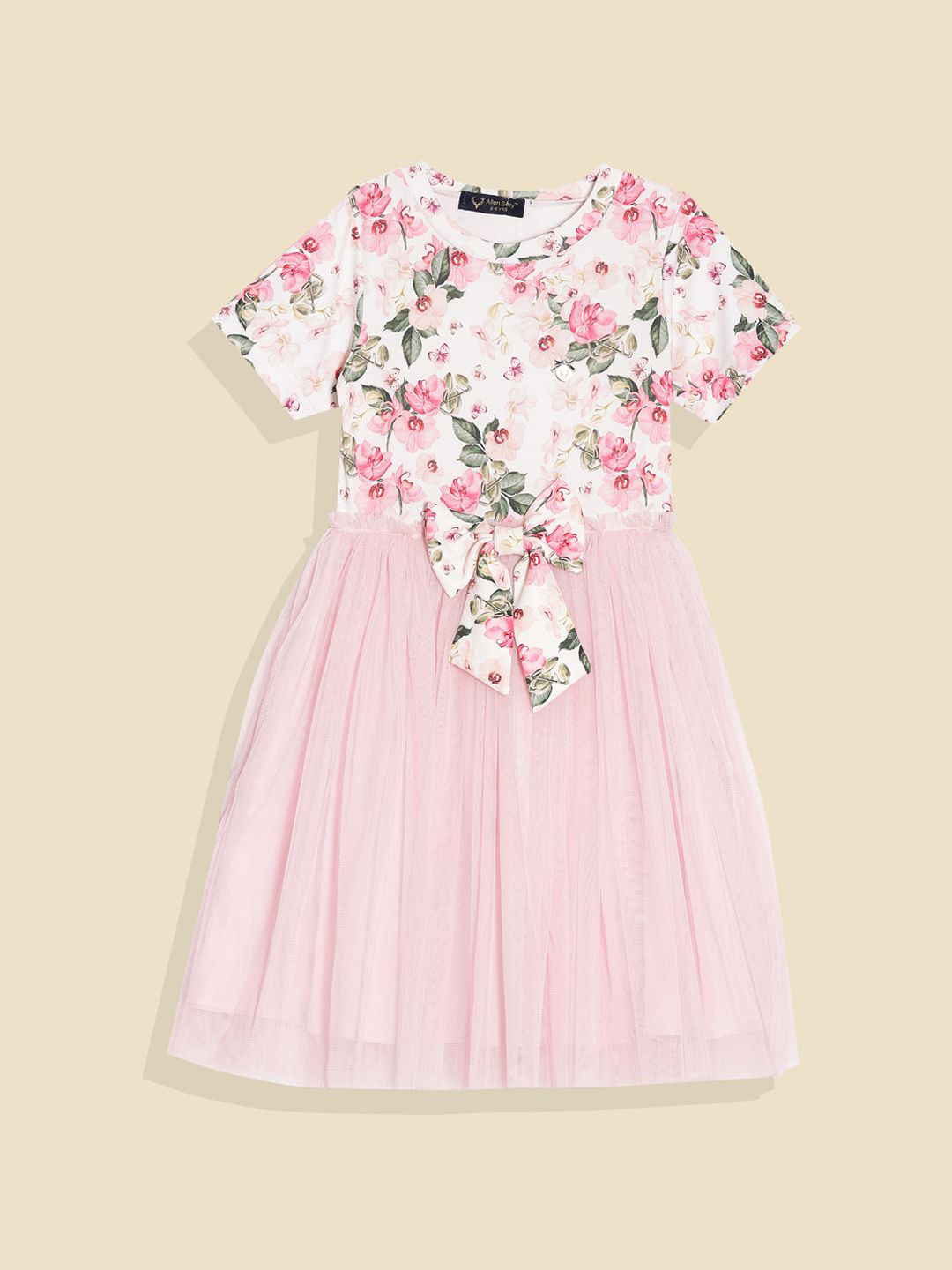 Allen Solly Junior Girls Floral Printed Pure Cotton Fit & Flare Dress