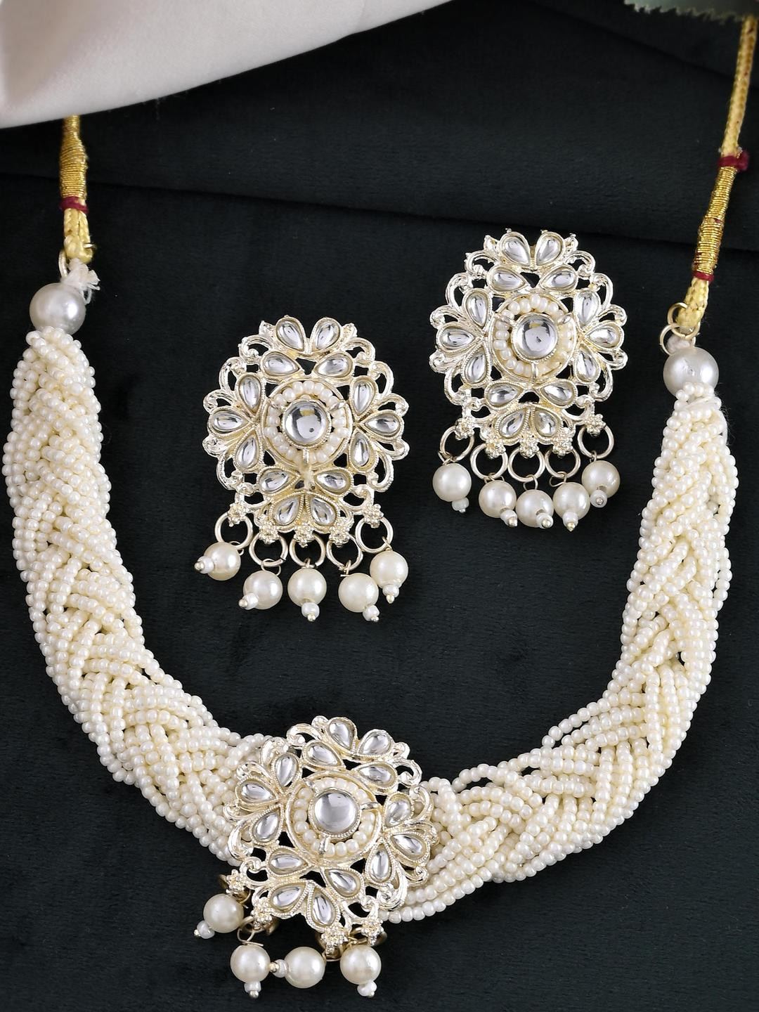 Anouk Handcrafted Brass Artificial Beads Necklace & Earrings