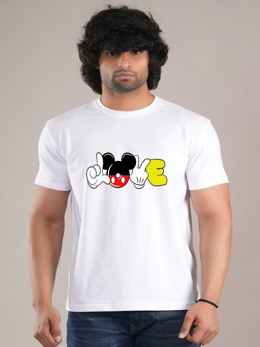 HESHA Mickey Mouse Round Neck Regular Fit T-shirt