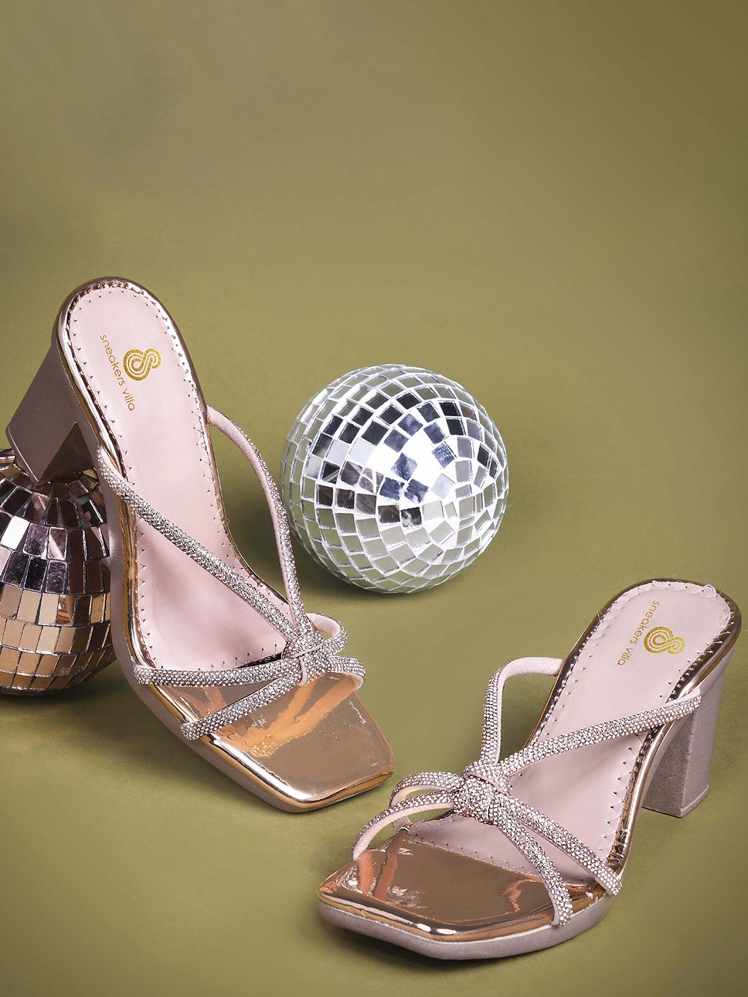 sneakers villa Women Western - Embellished Block Heels Sandals