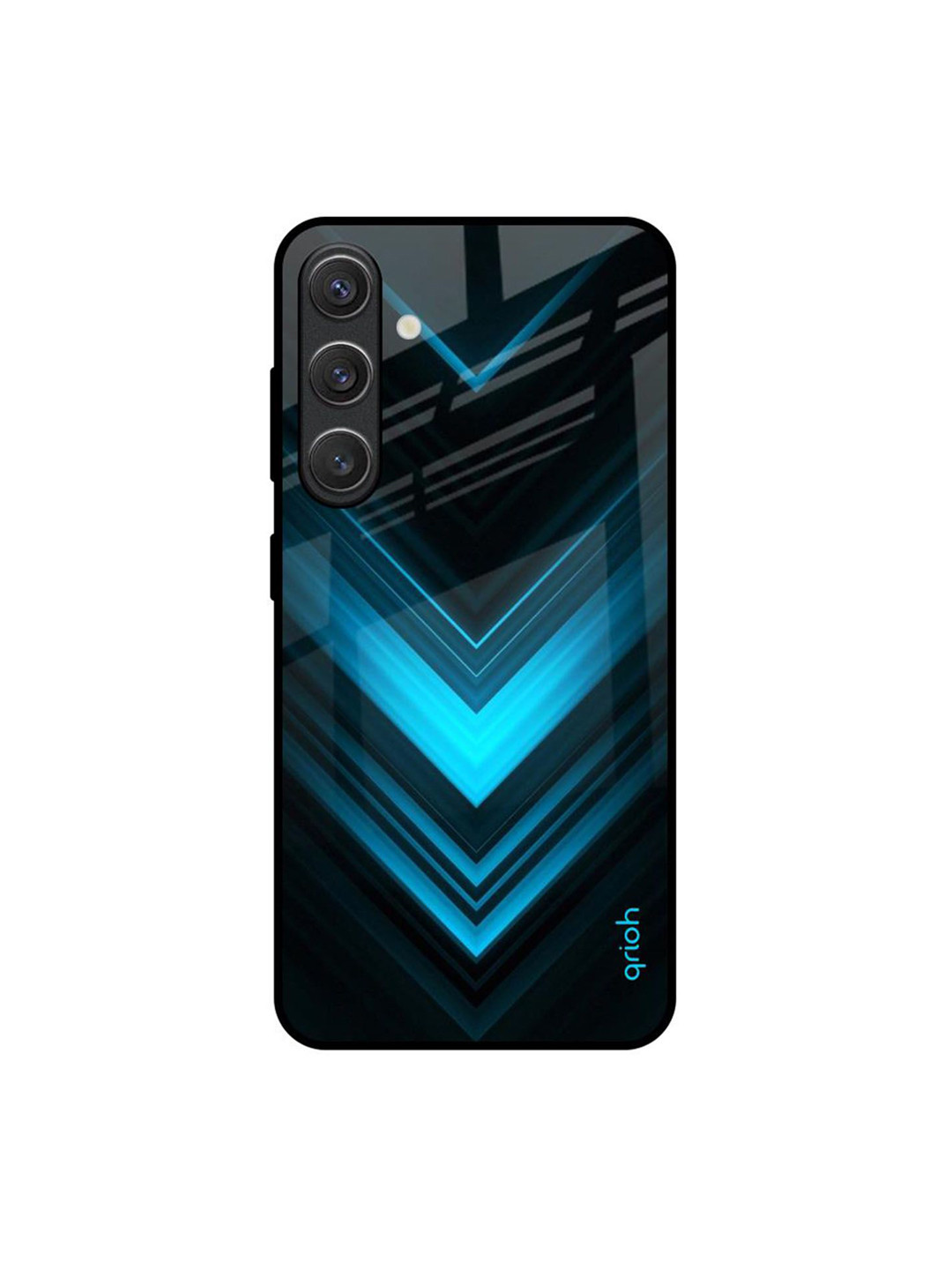 QRIOH Vertical Blue Arrow Printed Lightweight Silicone SamsungGalaxy S25 5G Glass BackCase