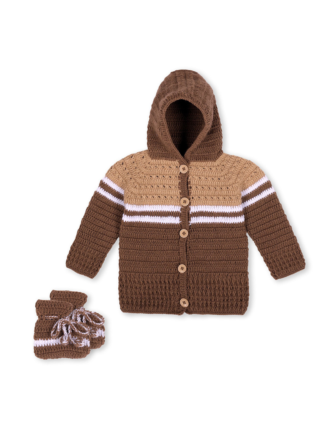 Ragel Kids Geometric Self Design Hooded Cardigan