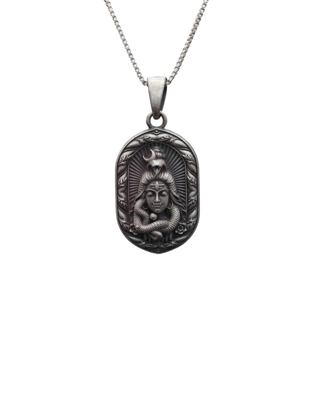 Exotic India Unisex Sterling Silver Hindu Deity Lord Shiva Face Pendant