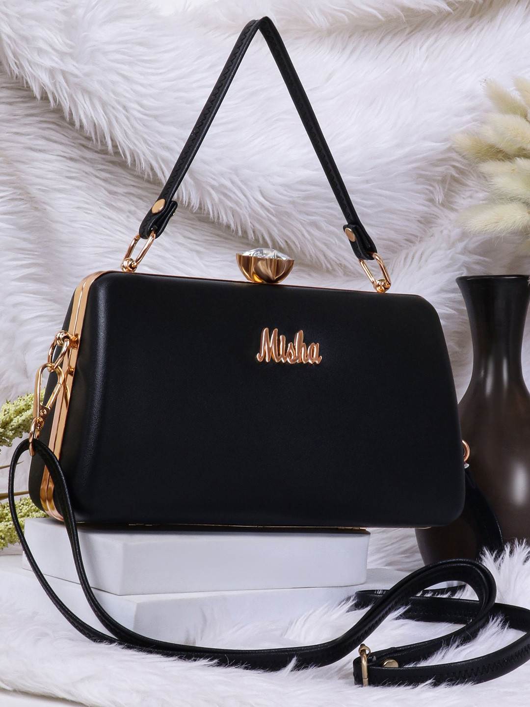 MISHA Dazzling Mirage Textured Box Clutch