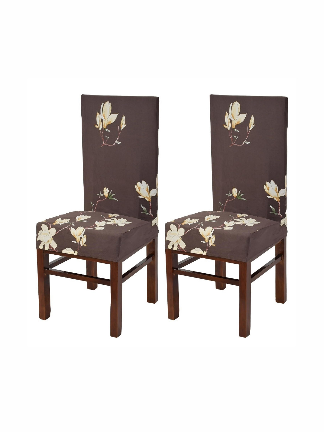 Yellow Weaves 2-Pcs Dark Brown Printed Chair Cover