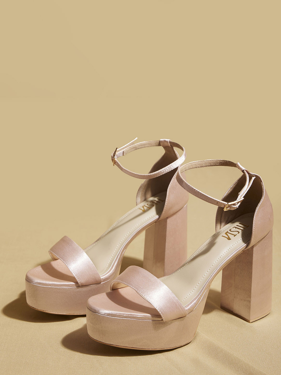 TIESTA Women Open Toe Block Heel Sandals with Buckles