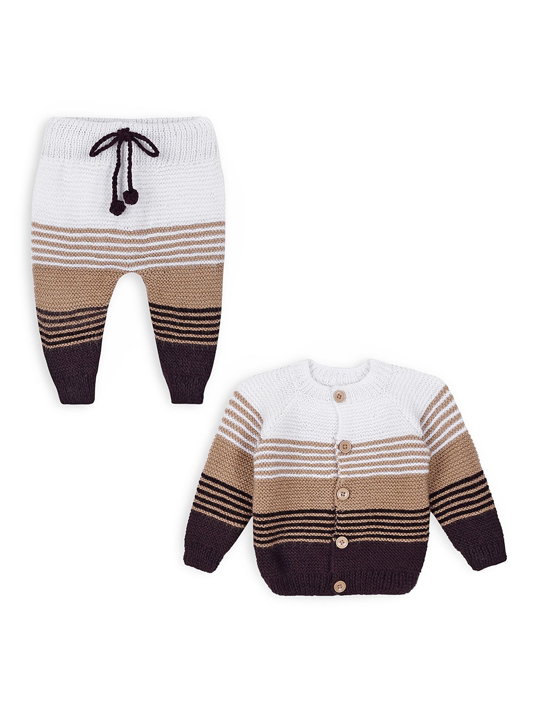 Ragel Kids Striped Pure Woollen Long Sleeves Sweater With Jogger