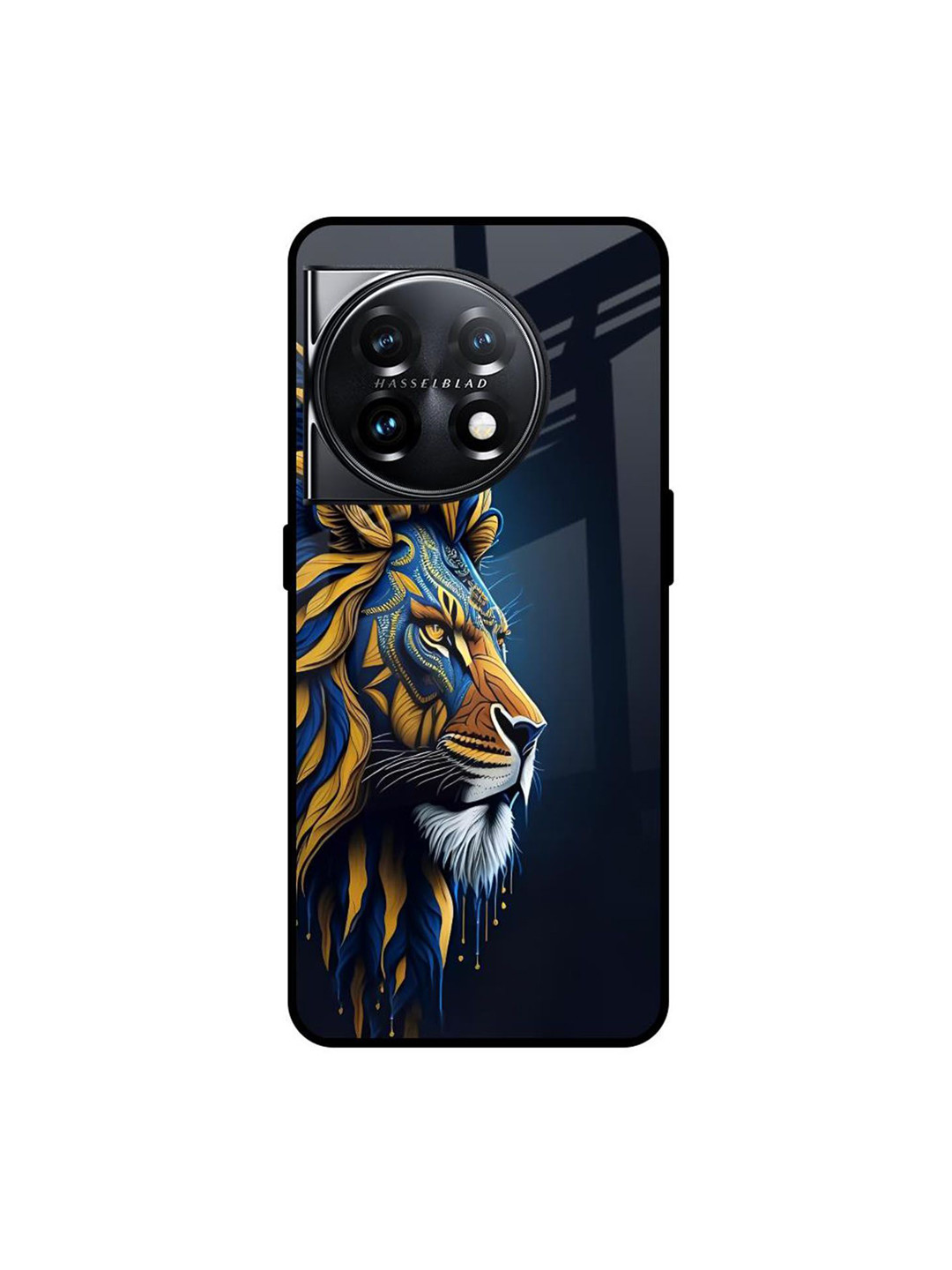 QRIOH Animated Lion Printed Sleek & Lightweight Silicone OnePlus 11 5G Glass Back Case