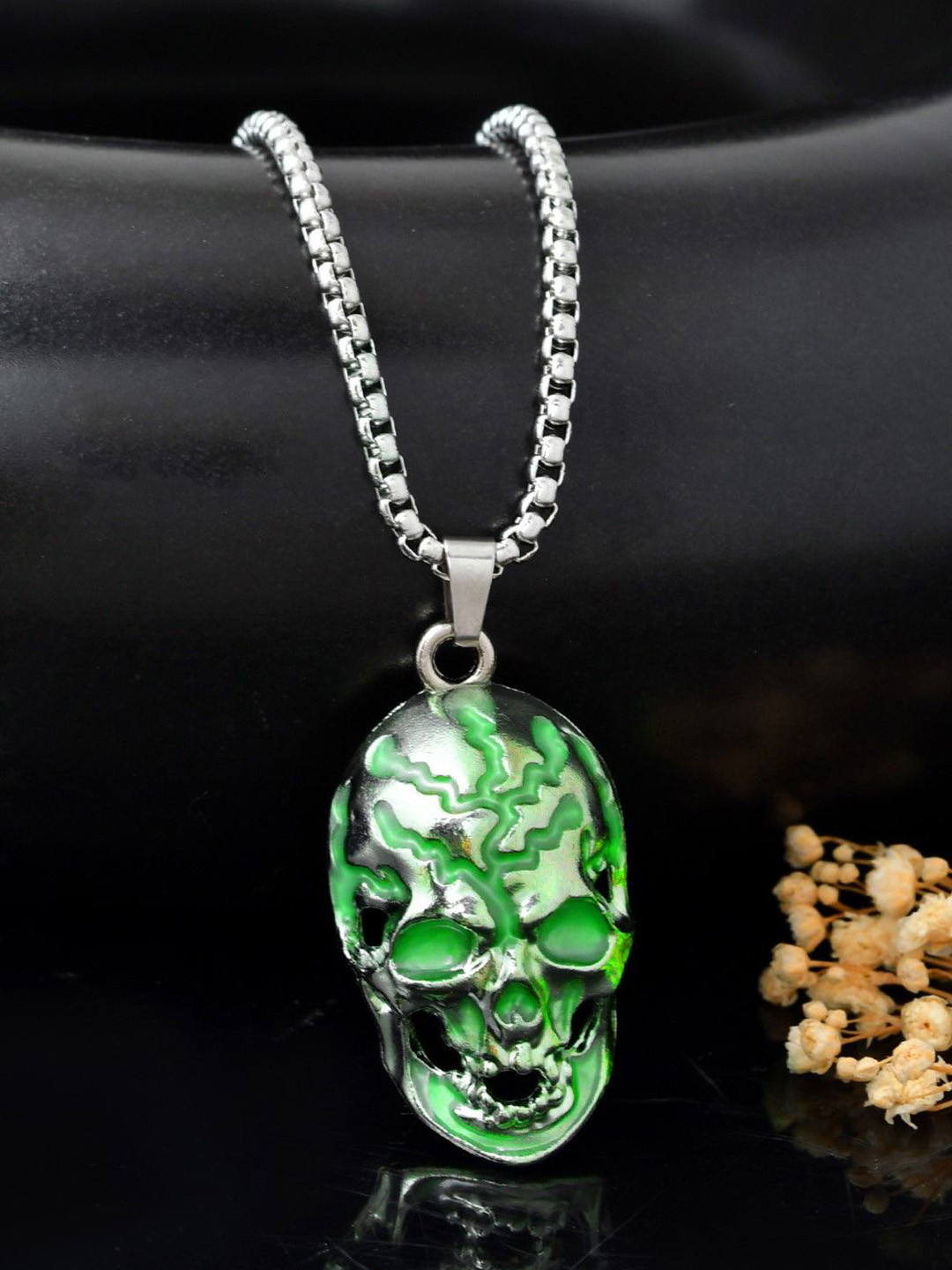 AGARWALPRODUCT Unisex Stainless Steel Silver-Plated Khopdi Pendant With Chain