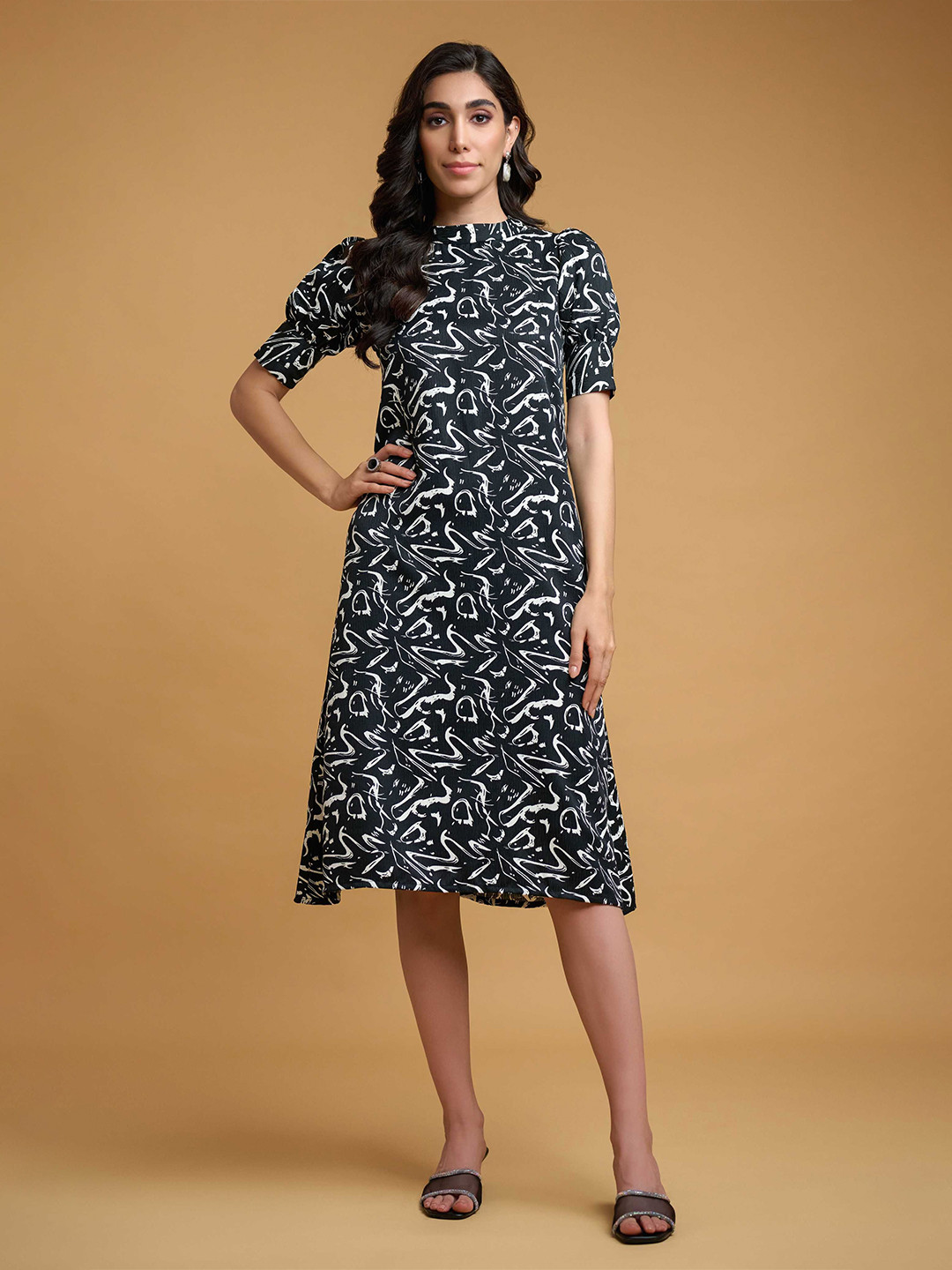 R.Code by The Roadster Life Co. Women Satin Fit & Flare Midi Dress