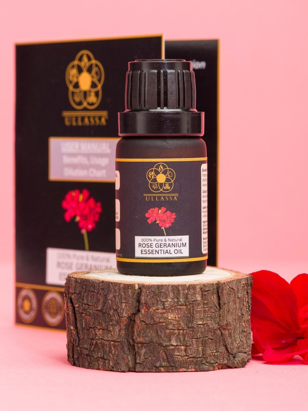 ULLASSA Rose Geranium Essential Oil For Anti-Aging Brightening & Stretch Marks - 10 ml