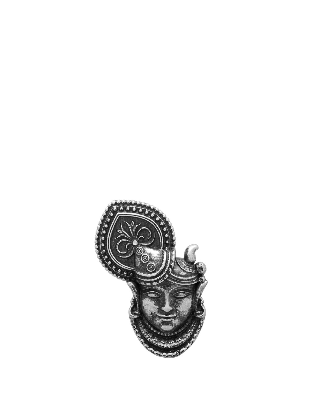Exotic India Unisex Sterling Silver Hindu Deity Shrinathji Face Pendant
