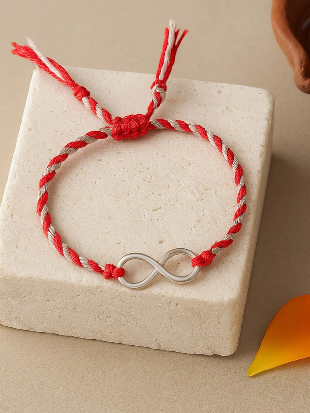 Anushka Jain Jewellery 925 Sterling Silver Infinity Thread Rakhi With Roli & Chawal