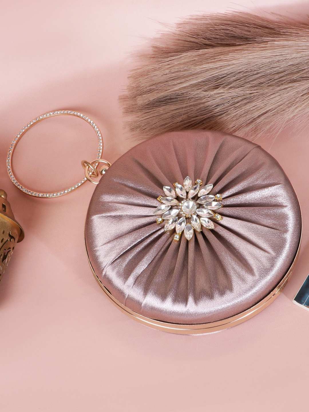 MISHA Radiant Bloom Embellished Textured Box Clutch