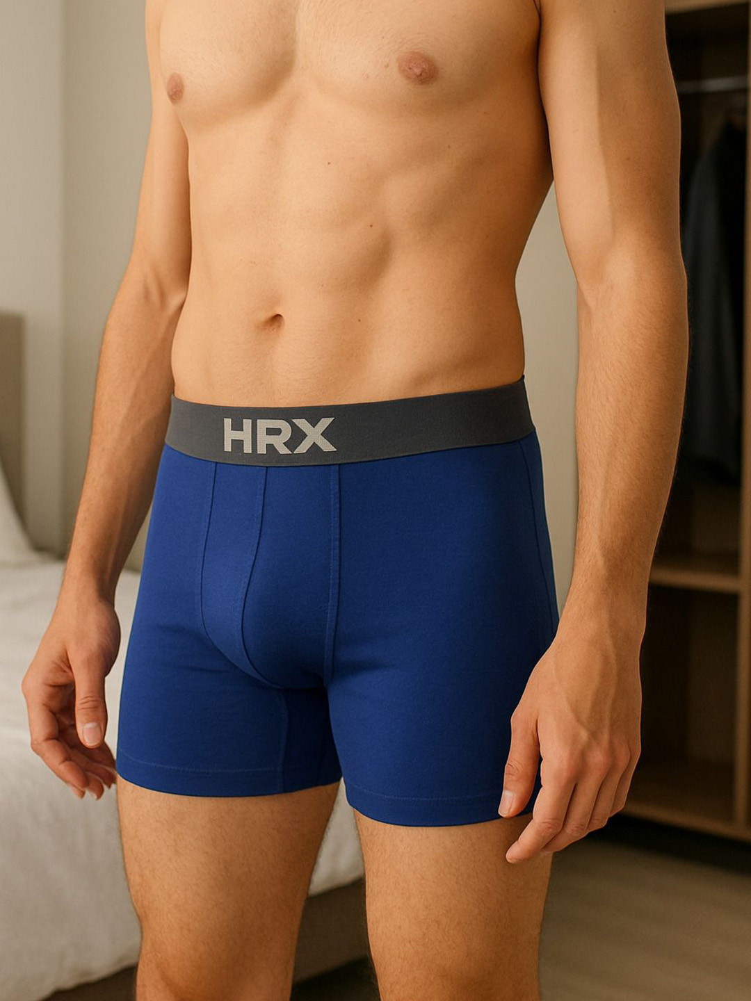 HRX by Hrithik Roshan Breathability Anti-Bacterial Short Trunk HRX-MODEL-SOLID-NAVY BLUE-M