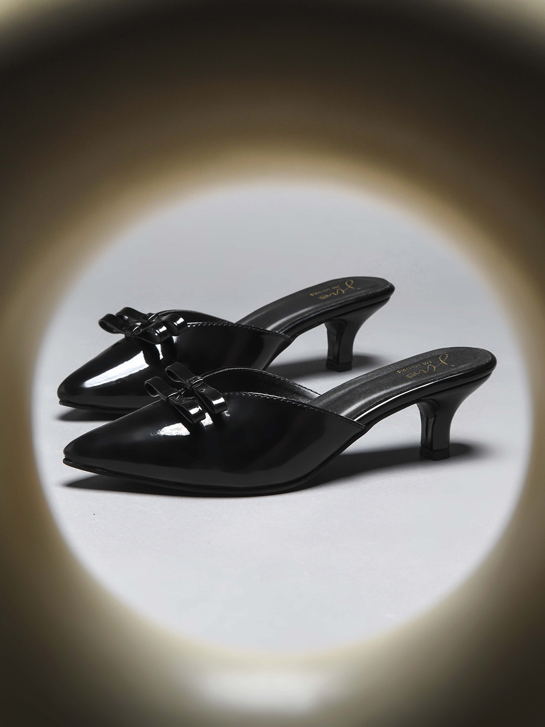 JM Looks Women Chunky Kitten Heel Mules with Bow for Wedding Party