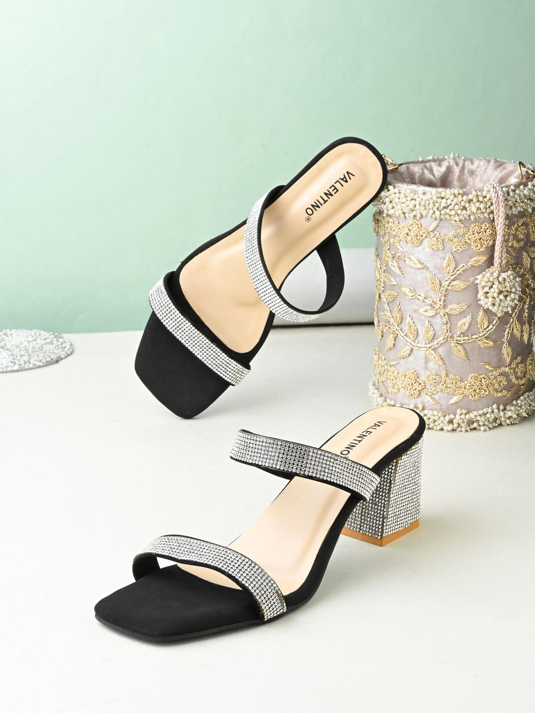 Valentino Women Western - Embellished Party Block Heels Sandals