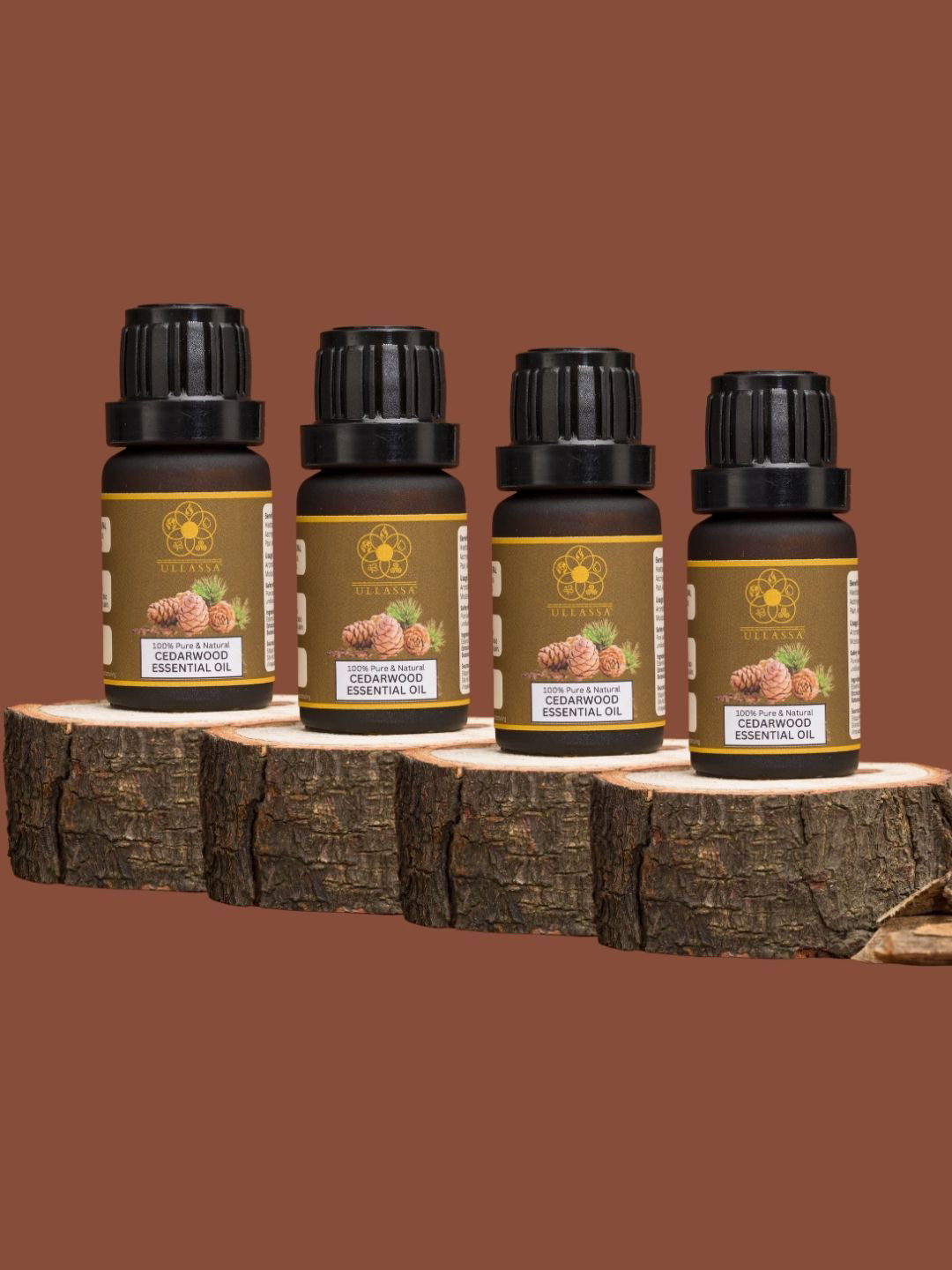ULLASSA Set Of 4 Cedarwood Essential Oil For Sleep Muscle & Joint Comfort - 10 ml Each